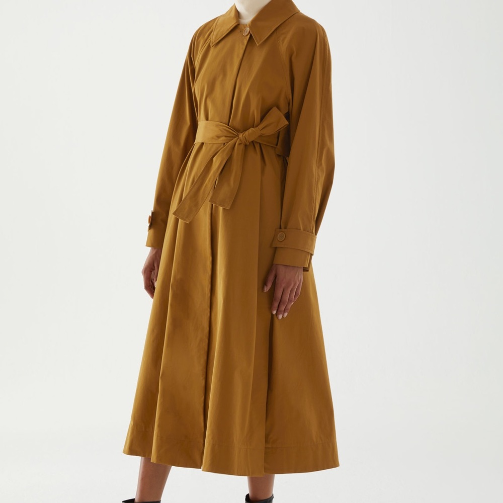 COS Classic Long Belted Trench Coat - Mustard